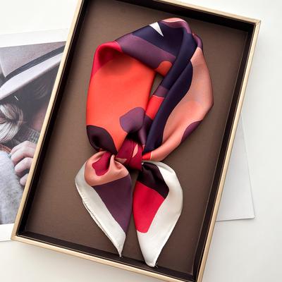 Luxury Square Scarf For Women Elegant Color Ladies Hijab Neckerchief Soft Stain Imitation Silk Scarves Fashion Shawl For Travel