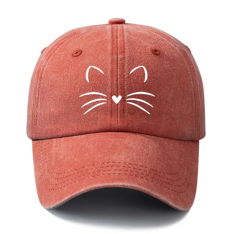 Unisex Fashionable and Versatile Printed Cute Cat Whiskers Baseball Cap Outdoor Lightweight Trucker Baseball Cap
