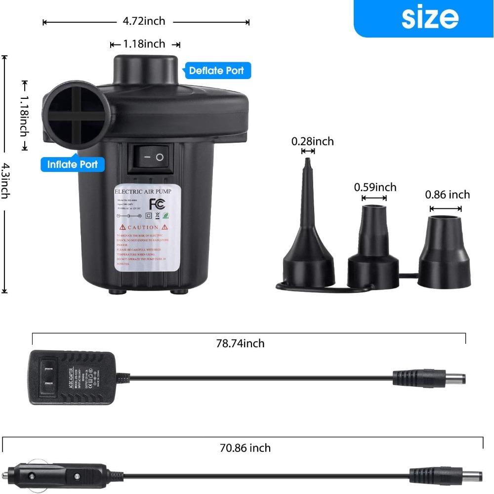 Air Pump for Air Mattress, Air Mattress Pump for Inflatables, Quick Fill Inflator Deflator Air Pump Perfect for Outdoor Camping