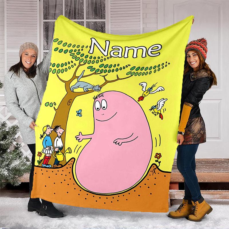 Personalized Custom Name Blanket - Barbapapa Print Design,Blanket for Sofa,Bed,Travel,Camping - Soft and Warm, Great Gift