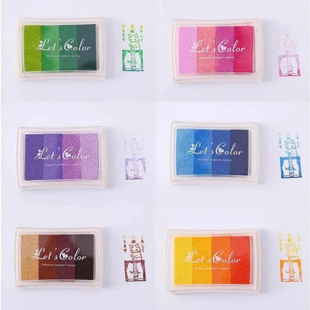 1 Stück Kreatives Schreibwaren Vierfarbiger Farbverlauf Stempelkissen DIY Fingerabdruckmalerei Siegelstempel Stempelkissen