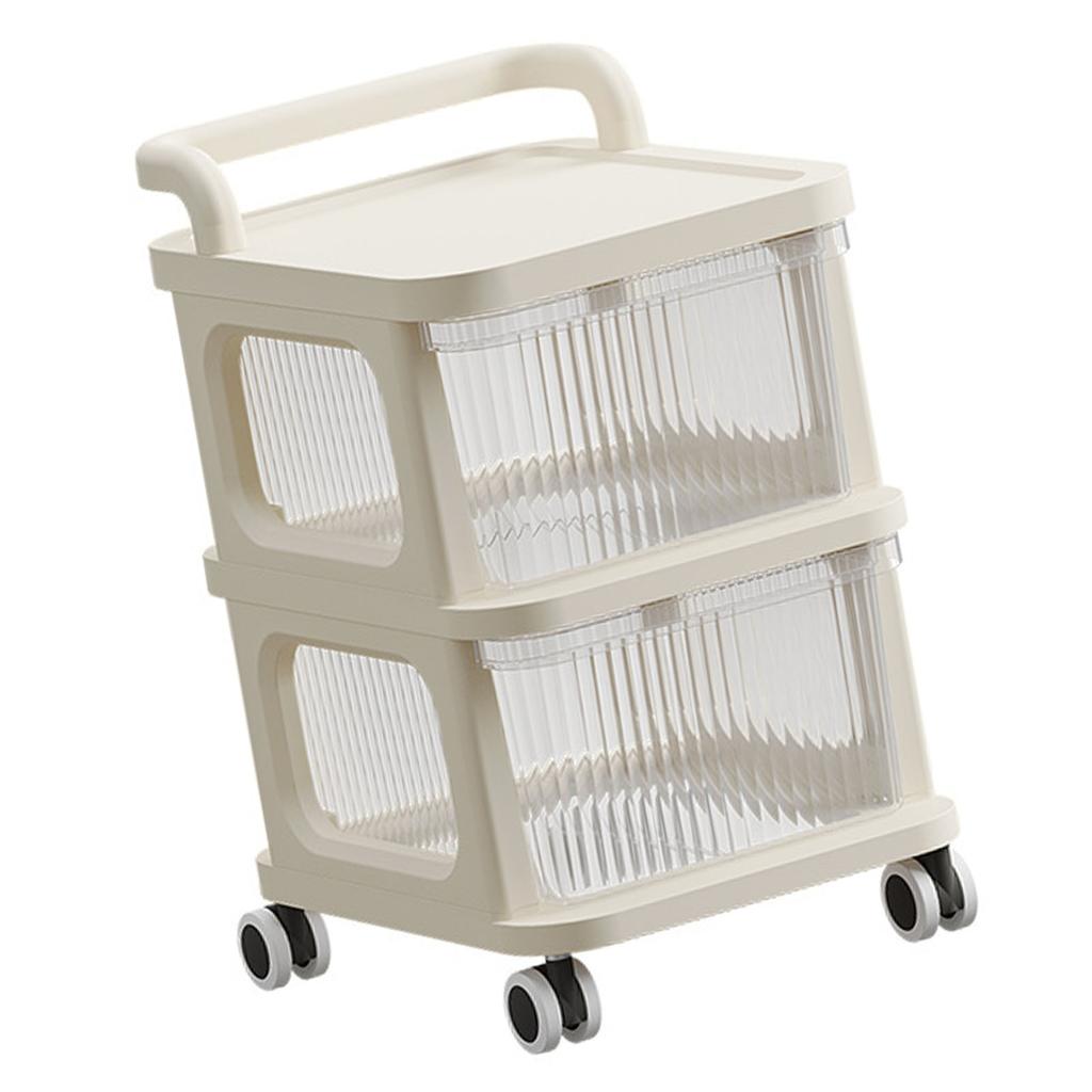 Rolling Cart with Clear Drawer Multifunction Rolling Storage Cart Organizer with Wheels for Bedroom Kitchen Office 2