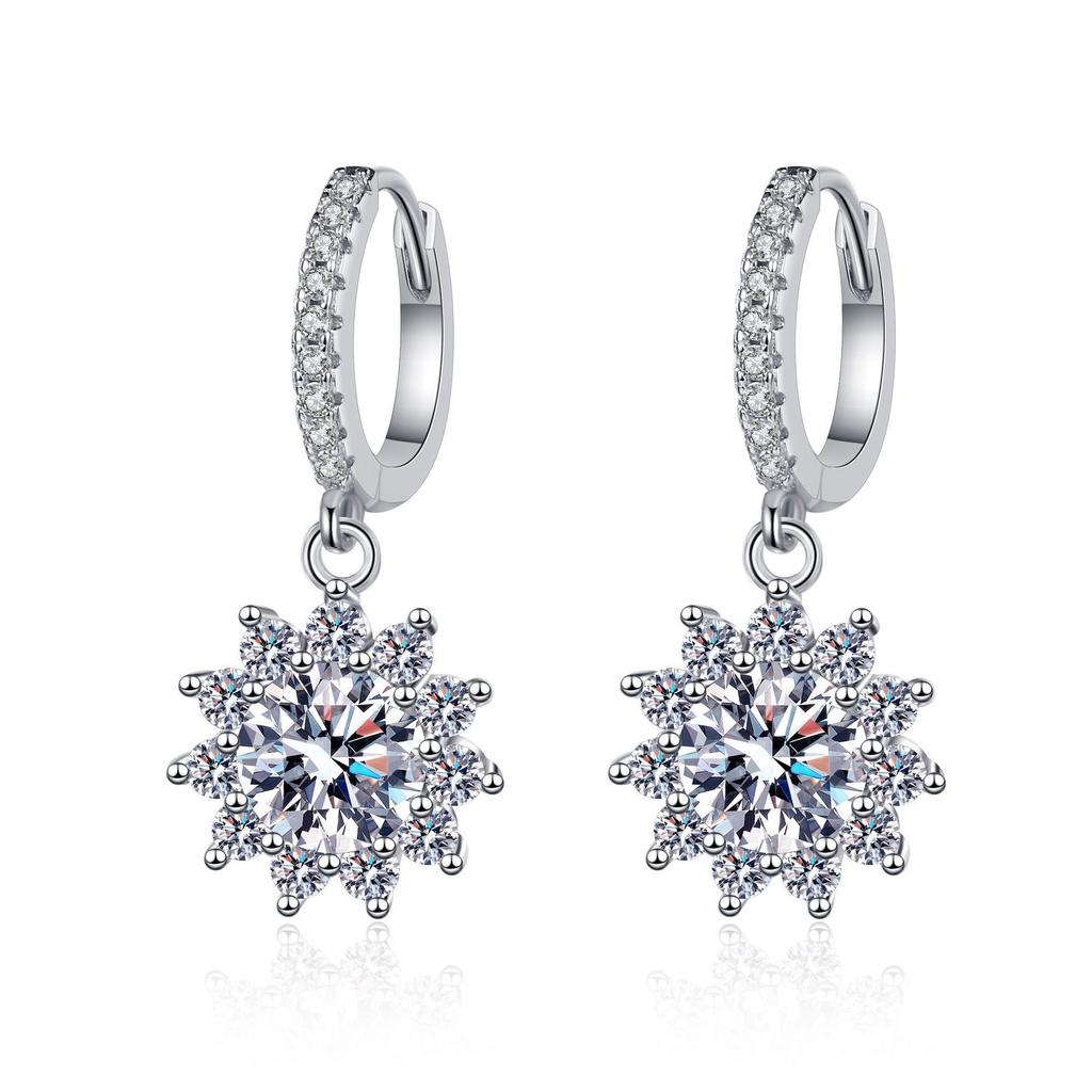 Heart-shaped Ear Buckle Female Small Fresh Earrings Earrings Temperament Diamond Flowers Earrings Jewelry