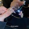 Bracelet jonc ouvert feuille de diamant étincelant – Bijou haut de gamme, polyvalent, tendance pour femmes