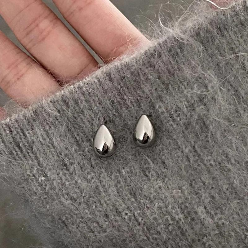 Tibetan Silver Mini Water Drop Stud Earrings for Women Minimalist Classic Fashion  Personality Accessories