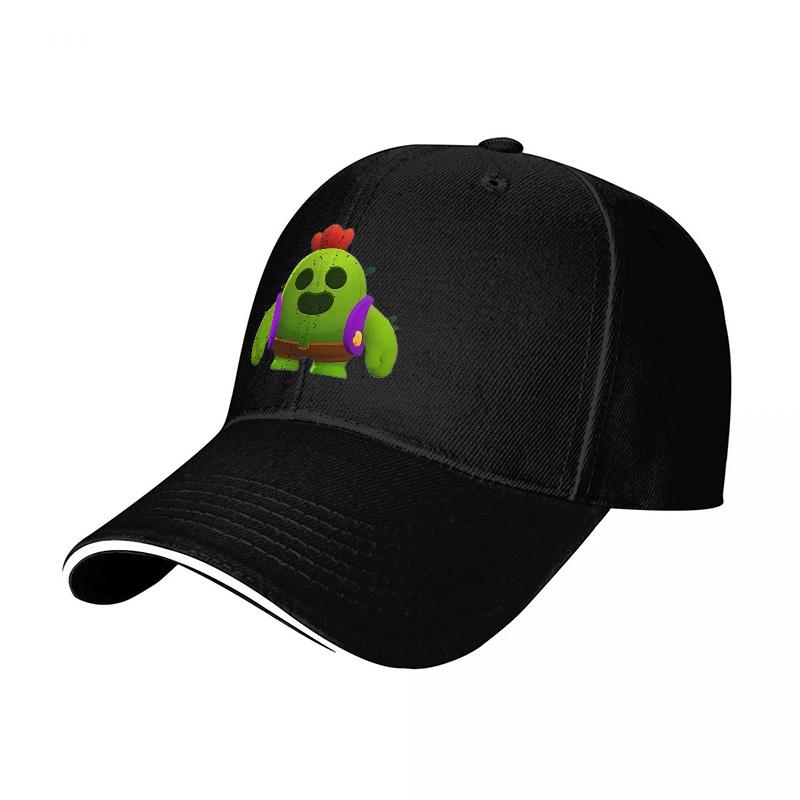 Green Cactus Warrior Character Baseball Cap with Red Hair and Purple Armor Design for Adults Casual Wear