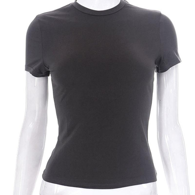 Daily Casual T-Shirt Women Short Sleeve Stretchy O-Neck All-Match New Arrival for Summer Slim 2024 Stylish Tops Girl