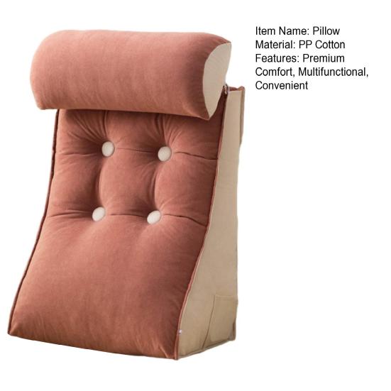 Bed Wedge Pillow for Sleeping Reading Acid Reflux Supportive Backrest Leg Neck Cushion with Side Pockets Multifunctional Sofa Pillow