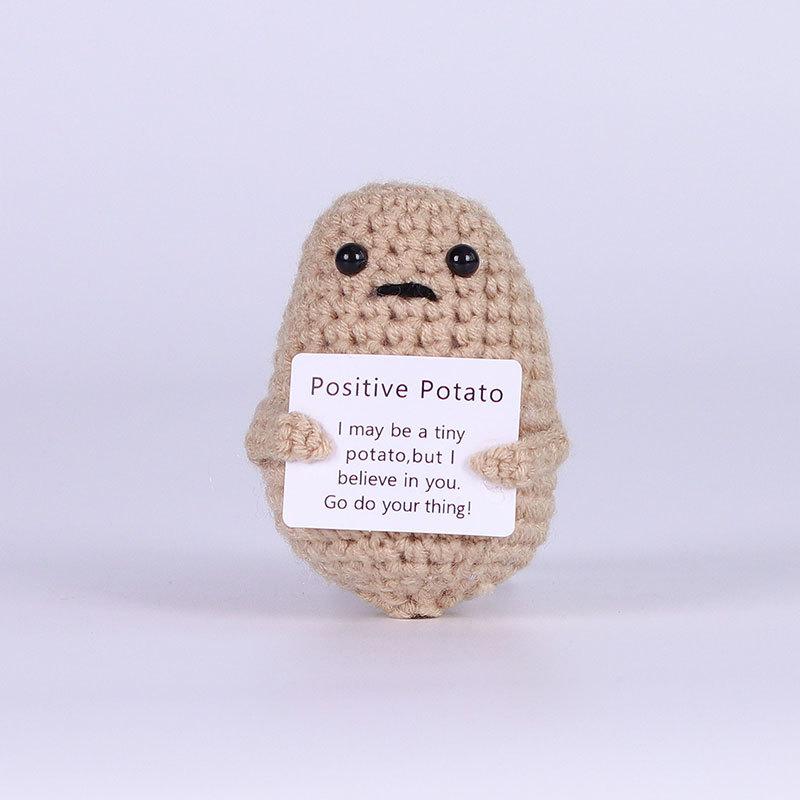 Funny Crochet Positive Energy Shark Doll with Card Home Room Decoration Handmade Wool Knitted Bee Ornament Christmas Party Gift