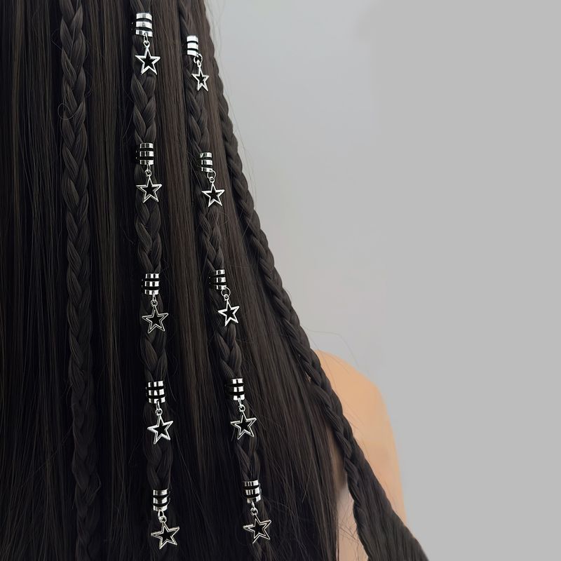 

Original Design Simple Metal Open Hair Ring Sweet Cool Hollow XINGX Hair Buckle Fashion Gyaru Braided Hair Jewelry Women Silver 10 Pack