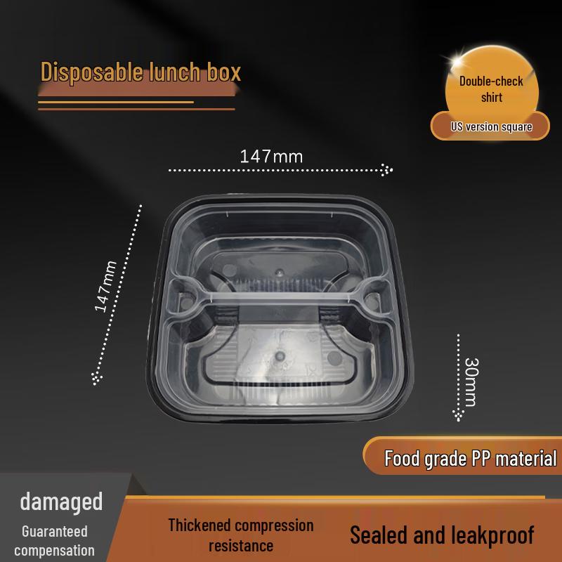 Disposable Microwavable 2-Compartment Square Meal Box Liners
