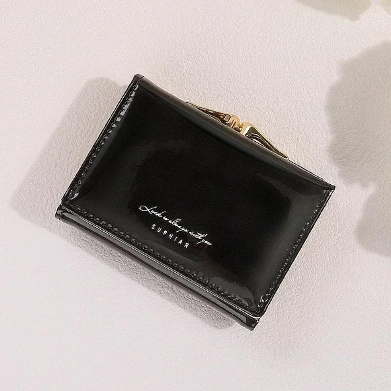 Новые женские кошельки женские кошельки из искусственной кожи с коротким замком кошелек для женщин маленькая сумка для денег портмоне держатель для карт клатч чёрный