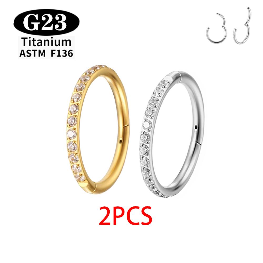 1/2 Stück ASTM F136 G23 Titan Nasenring Damen Creolen Piercing Körperschmuck Scharnier Clicker Offener Membran Nasenring
