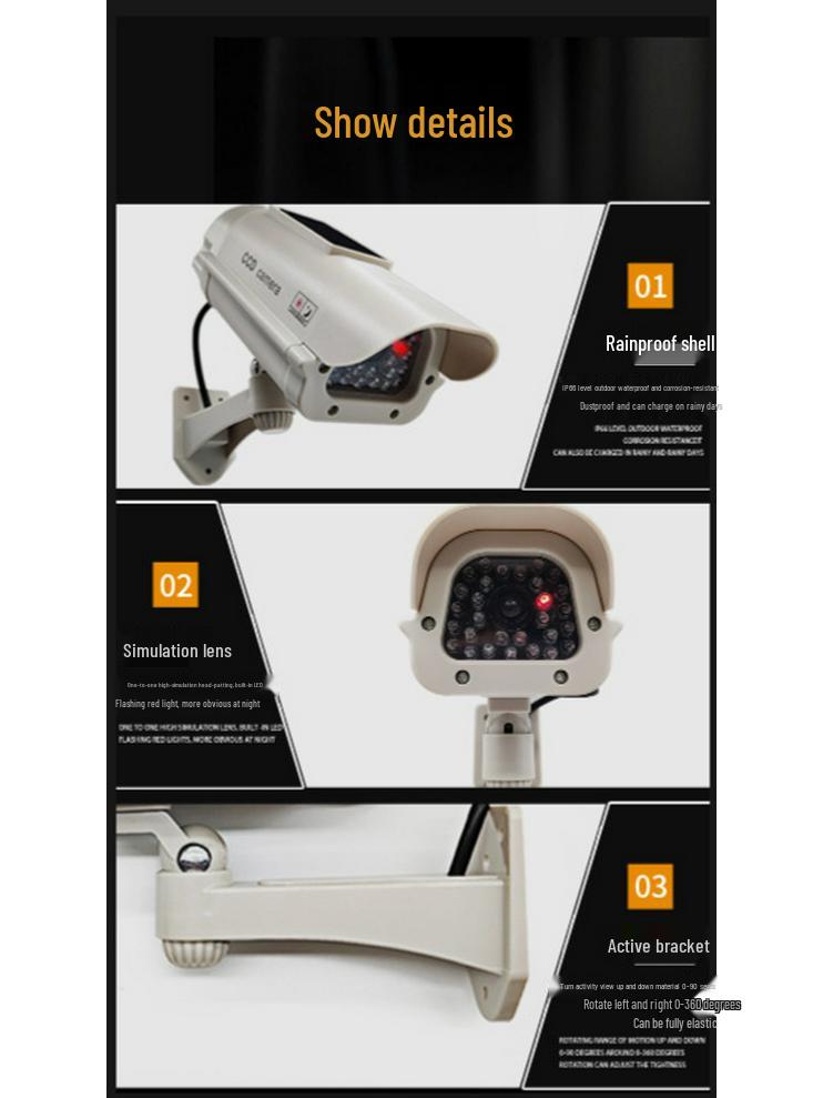 Solar-Powered Outdoor Fake Camera with Light and Motion Sensor