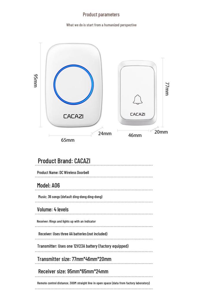 Smart Wireless Battery-Operated Waterproof Doorbell