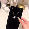Sterling Silver Four-Leaf Clover Necklace: Elegant Diamond Pendant Clavicle Chain for Women - Perfect Valentine's Day Gift
