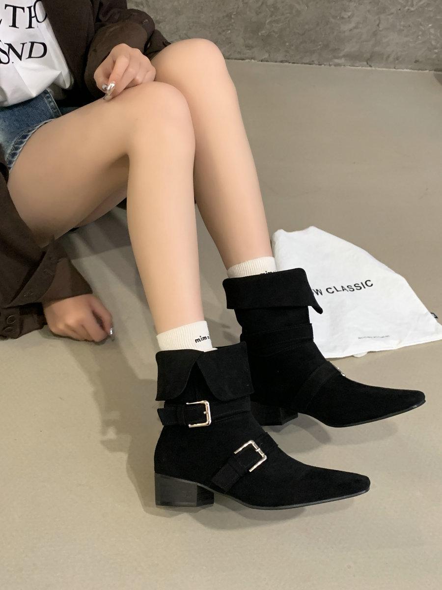 

Французский нишевый дизайн полусапоги ретро ковбойские сапоги толстая подошва толстый каблук короткие сапоги складные рыцарские сапоги 39 темно-коричневого