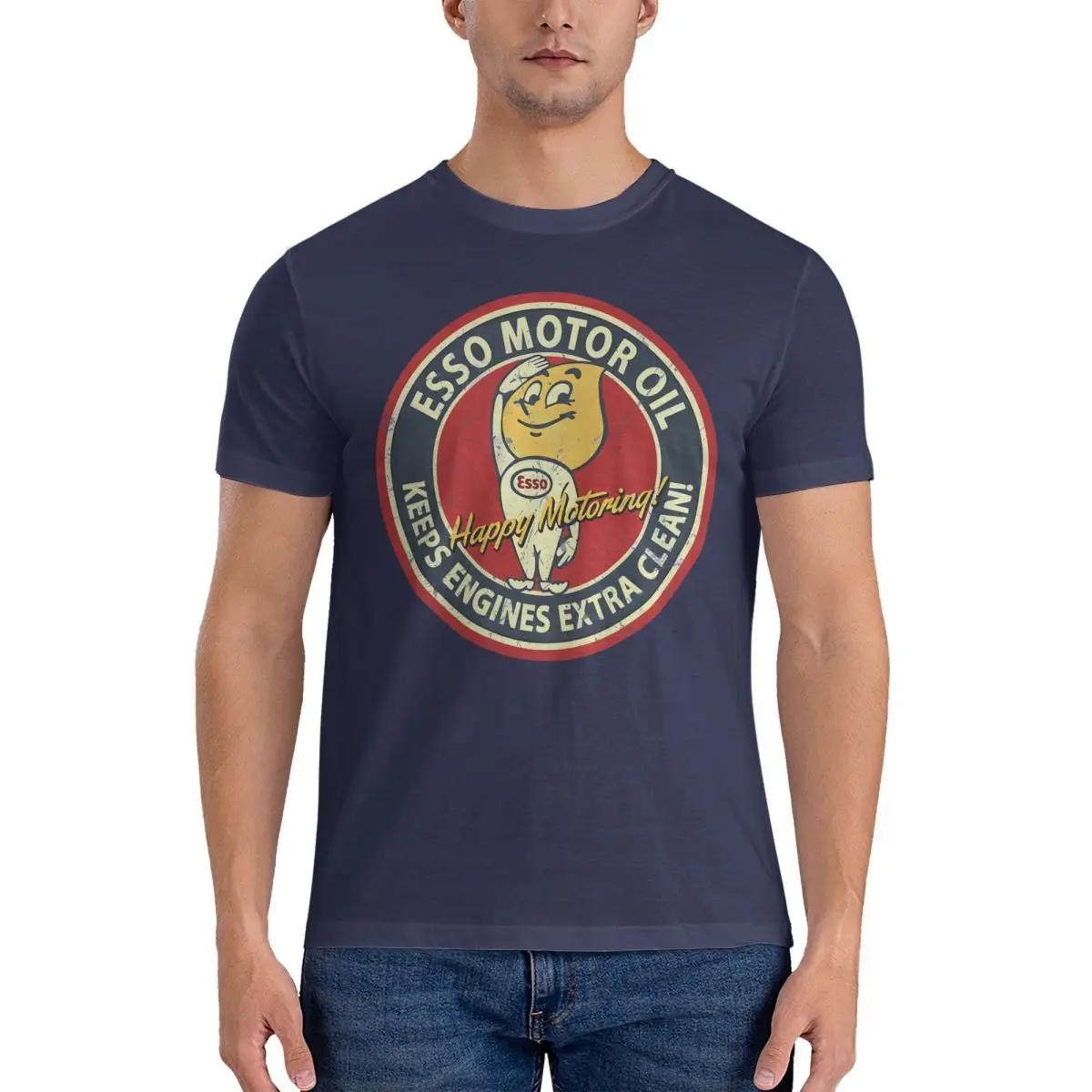 

Motor Oil Vintage Hapy Motoring T Shirts Mens Pure Cotton Vintage TShirt Crew Neck Esso Tees Short Sleeve Clothes Printing 4XL