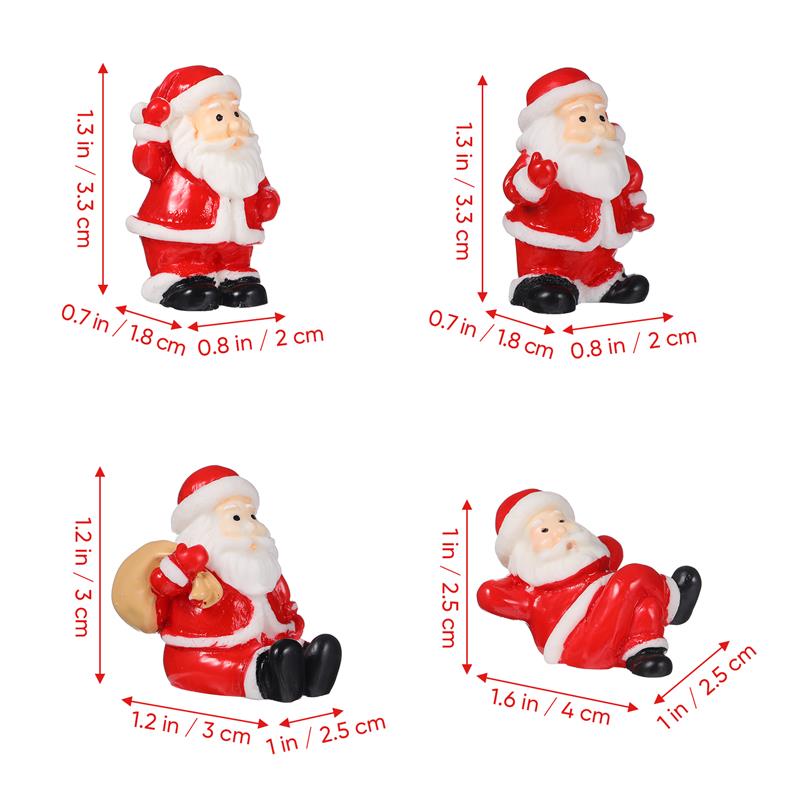 12pcs Mini Lovely Santa Claus Statue Ornament SantaClaus Figurine Christmas Garden Landscape Santa Claus Decor Xmas supply