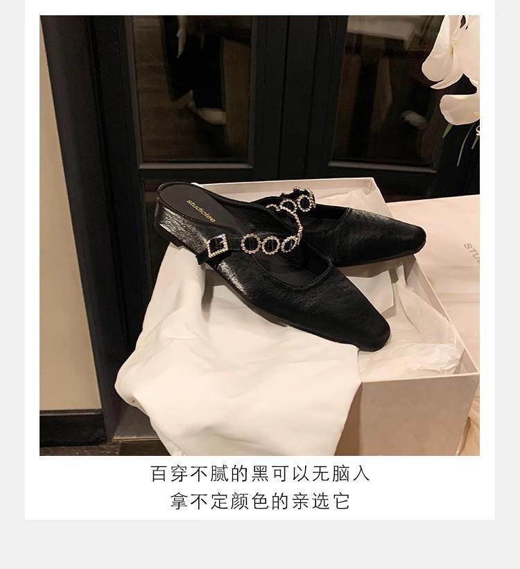 

Grape mother, the same 4cm inner height increase French square head with light mouth versatile Muller half slippers women s summer sandals 40 чорний