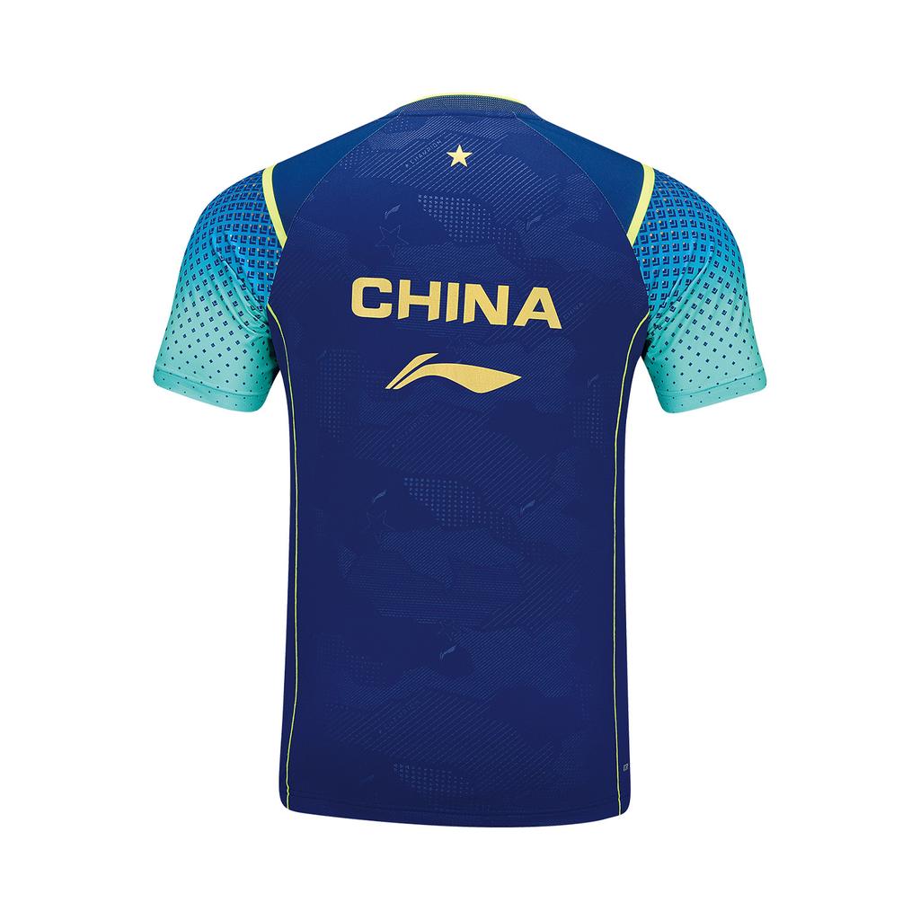 Li Ning Table Tennis Series Champion Edition Short Sleeve T-Shirt Unisex Tops Light-Blue AAYU039-3