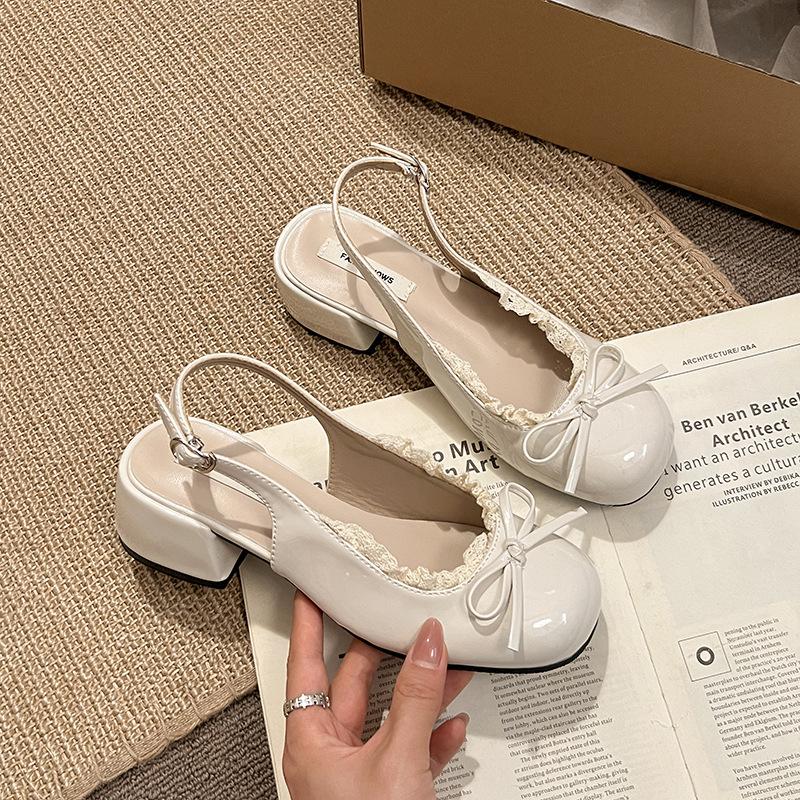 Silver French Ballet Light Mouth Thick Heel High Heels Women's Summer 2025 New Skirt Heightening Mary Jane Single Shoes