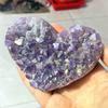 1pcs Amethyst Geode Heart Shaped Crystal Healing Crystals Stones Titanium Rainbow Aura Amethyst Cluster Angel Aura Quartz