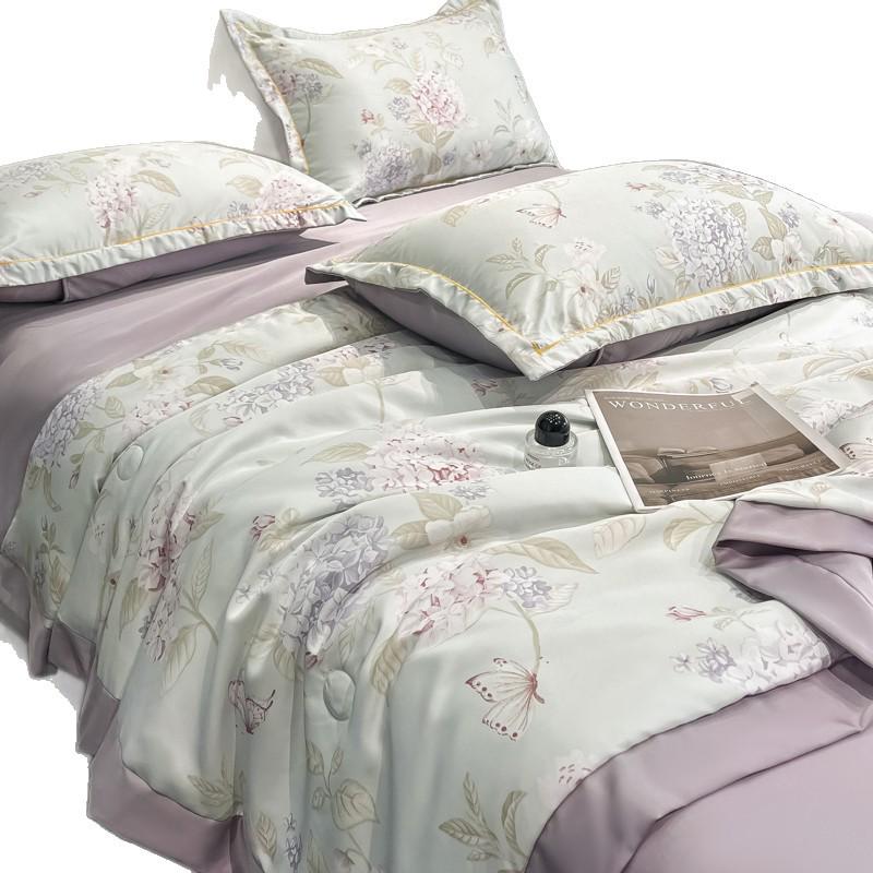 Washable Tencel Summer Quilt Set: Single & Double, Air Conditioning, Machine-Washable, Cool & Thin for Spring & Summer
