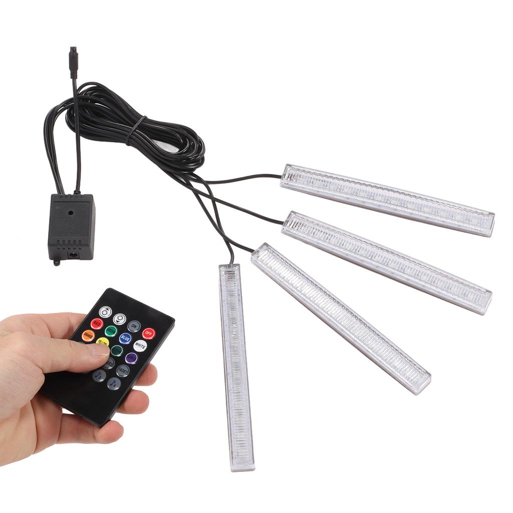 Interior Car Ambient Light 4 Lines Multifunction Microphone Universal Colorful Car Sole LED Lamp