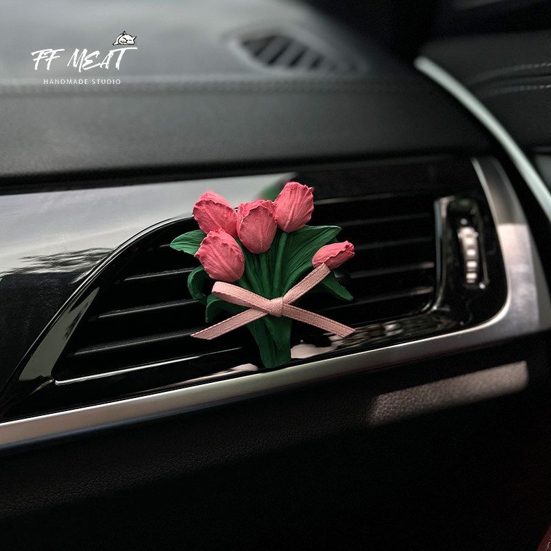 Car Air Freshener Goddess Gentle Tulip Car Air Conditioning Vent Dashboard Decoration Aroma Diffuser Stone Fragrance Gift