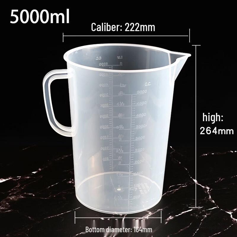 5000ml PP Plastic Measuring Beaker with Handle (10-Pack)