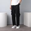 Overalls Men's Summer Korean Version of Trendy Loose Large-size Casual Men's Pants Solid Color Nine-point Straight-leg Pants