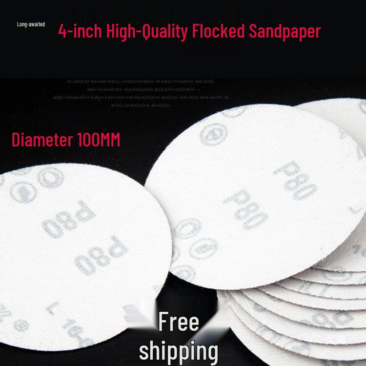 4-inch Flocked Sanding Discs, 100mm Diameter, Woodworking Sandpaper, 100 Pack