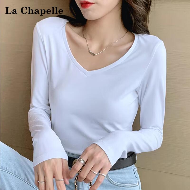 La Chapelle Women s Premium Cotton V-Neck Long Sleeve T-Shirt XL