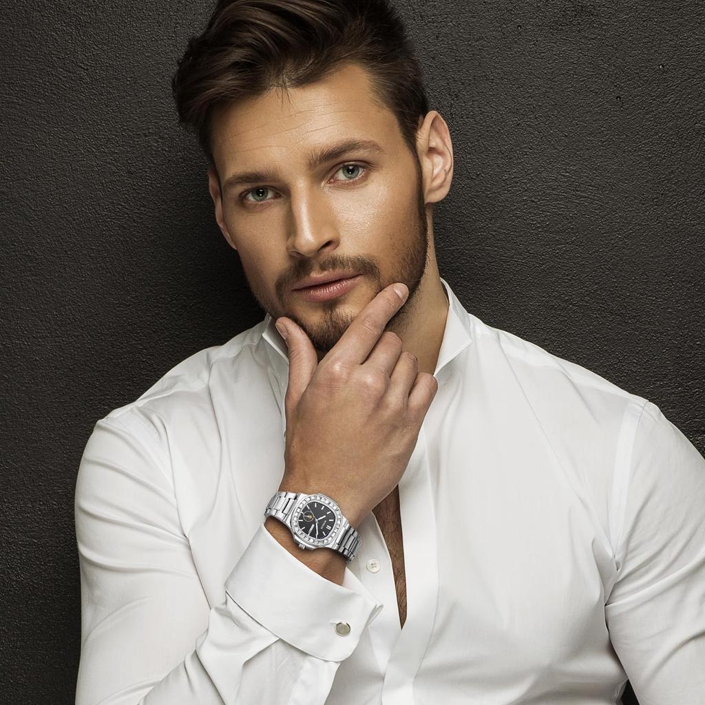 Diamond Watch Stainless Steel Luminous Analog Calendar Quartz Watch Waterproof Fashion Accessories Gold Birthday Anniversary Christmas Day Present