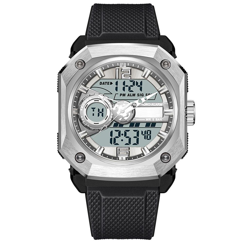 Dual display multi-function electronic watch Male student watch Luminous waterproof sports electronic watch