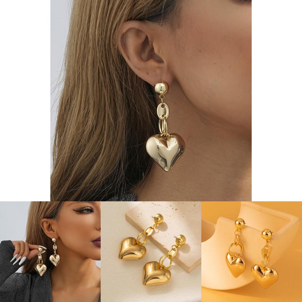 Simple And Stylish Heart Earrings Vintage Geometric Gold Plated Studs For Women 2023
