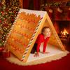 Gingerbread Christmas Tent for Kids 45" X 33" Brown Christmas Sleepover Tent Gingerbread House Play Tent for Home Indoor Xmas Holiday Party Decor