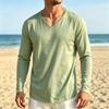 T-shirt da uomo a maniche lunghe con scollo a V, ad asciugatura rapida, leggera, traspirante, vestibilità comoda per primavera ed estate