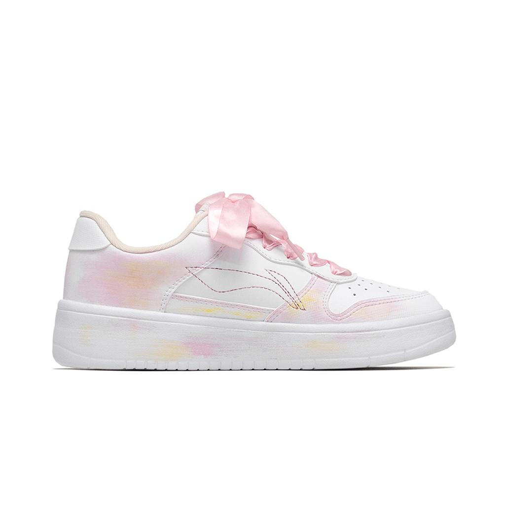 Li Ning Floating Boat Cushioning, Wear Resistant Low Top Skateboard Shoes Men's Pink White AGCS419-1(Team202-)