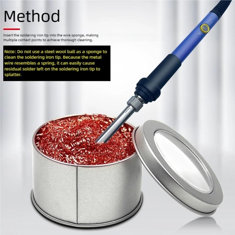 Desoldering Soldering Iron Cleaner Box Cleaning Ball Filter Nozzle Tip Copper Wire Metal Dross Clean Ball