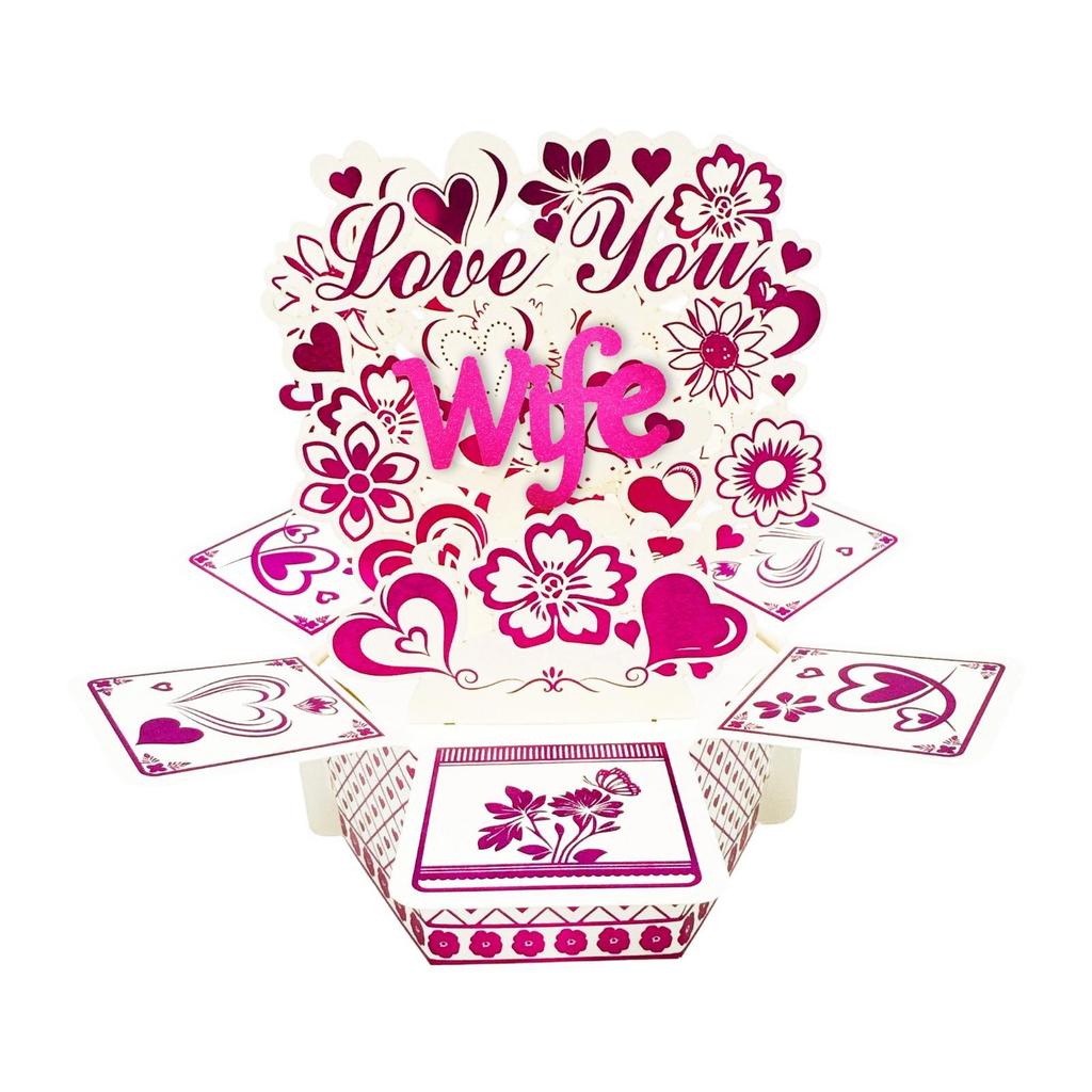 Customizable Flower Heart Popup Card Unique Greeting Cards for Wedding Valentine’s Day Christmas New Year Thank Festival