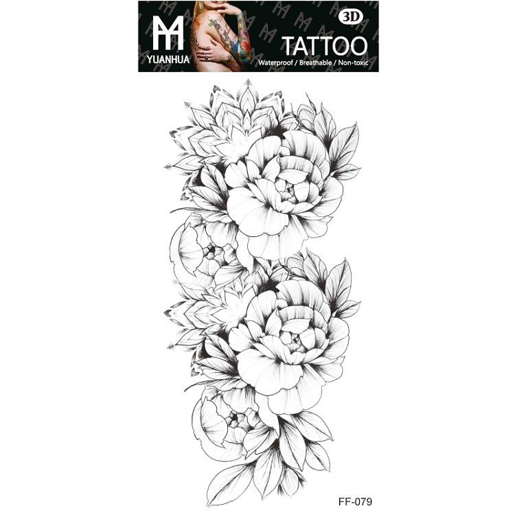 Plain Flower Bohemian Blue Rose Mermaid Waterproof Tattoo Sticker Simulation Water Transfer Sample Sticker