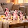 Christmas Village Display Pieces 3Pcs Wooden Tabletop Decor, Cute Snowman Gingerbread Man Figurines, Festive Figures Table Centerpiece, Rustic