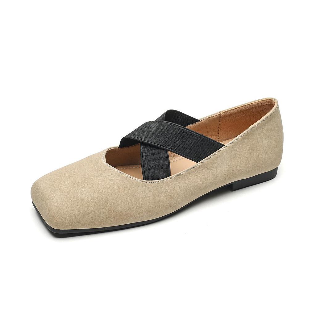 Weiwei Girl Silver Ballet Shoes: Retro Cross Strap Single Shoes with Soft Sole, Square Toe, Shallow Mouth for Women.