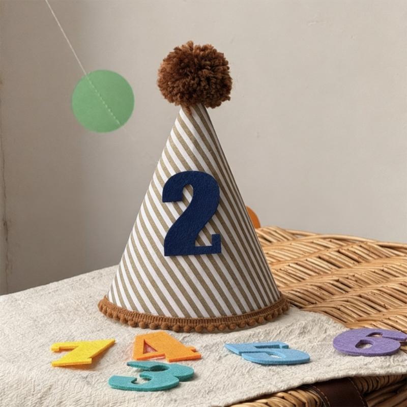 Portable Ventilated Cotton Celebration Hat With Adhesive Number Soft Cloth Party Hat For Whole Ages
