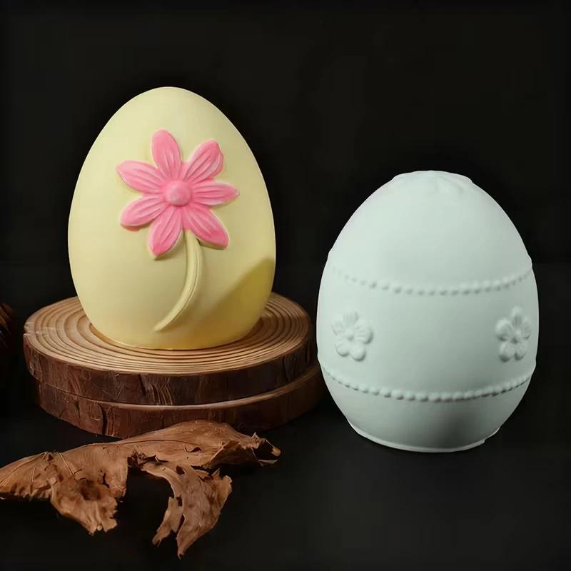 Floral Decorated Resin Silicone Easter Egg Candle Molds Soft Durable Casting Molds for Home Decoration Egg Ornament Making