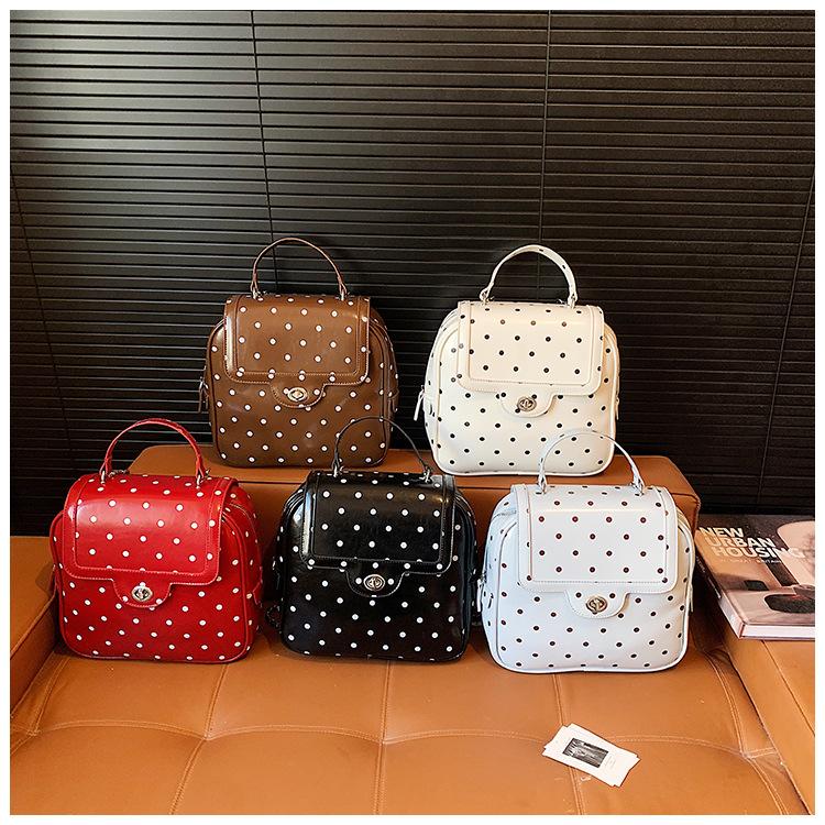 Schoolbag1011 Korean fashion portable Boston bag new niche design simple shoulder women's bag polka dot messenger bag