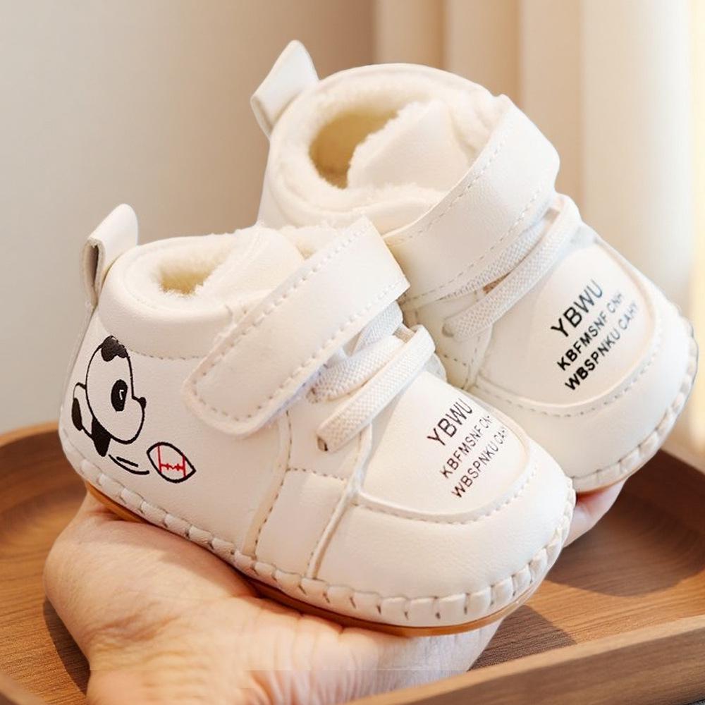 Sapatos de Veludo Quentes para Bebês Caminharem (0-1 Ano), Sola Macia Antiderrapante, Estilo Inverno