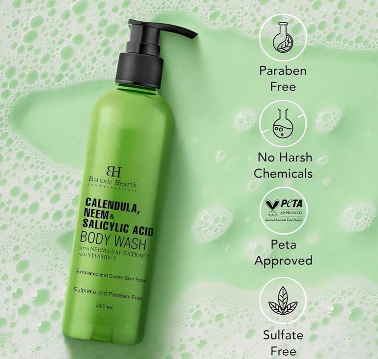 Botanic Hearth Calendula, Neem & Salicylic Acid Body Wash 245ml